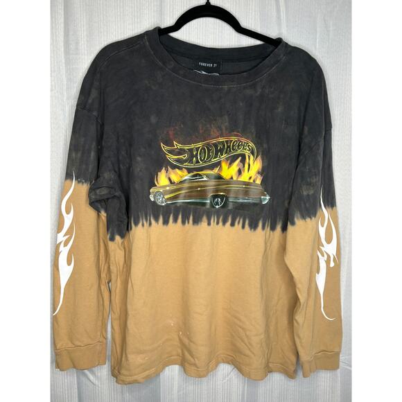 Forever 21 Hot Wheels T-shirt Mens M Long Sleeved Ombre Retro Logo Classic - Picture 1 of 8
